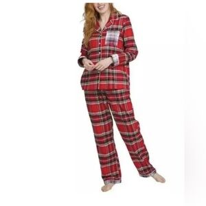 Lands' End Red and Blue Flannel Pajama Set XL
